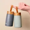 Vattenflaskor Dubbelväggisolerad termos 304 Rostfritt stål Vaccumkolv utomhus bärbar 280 ml Wood Water Cup Mini Vacuum Water Bottle 230517