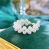 Anéis de cluster vendem 3 linhas de tamanho ajustável minúsculo pérola natural real artesanal de alta qualidade, projetar um presente de casamento de design de anel