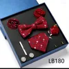 Bow Ties Tie Set 8pcs Necktie Box Gift For Men Cufflinks Clip Brooches Luxury Neckties Pocket Square Hankerchief Suits Wedding