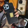 Tasarımcı Retro Kart Cep Telefonu Kılıfı İPhone 14 14 PRO 13 13 PRO 12 12PRO 11 PRO Max Deri Çiçek Mektubu Baskı Geri Kılıflar Omuz Kayışı Kapak Çanta Stili