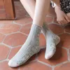 Socks Hosiery Ethnic woman socks lolita lace embroidered harajuku retro green female socks fashionable japanese cute socks P230517