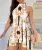 2023 Summer Casual Dresses Summer Halter Dress Women Sexy Printed Sleeveless Backless Party Club Mini Vestidos