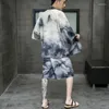 Etniska kläder M-5XL Hawaiian Set Tryck 2023 Summer 3/4 Sleeve Kimono Shirt Beach Shorts Streetwear Casual Mens Suit 2 Pieces XXXXXL