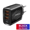 4 USB-portar PD USB-C Typ C Wall Charger 2.4A Power Adapters för iPhone 12 13 14 Pro Samsung Huawei HTC LG Android Phone PC