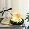 Kwiaty dekoracyjne sztuczny kwiat róży walentynkowy lampka szklana kopuła nocna ozdoba