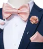 Bow Ties verstelbare zelfband voor mannen zijde jacquard geweven roze solide klassieke bruiloftsfeestvlinder vlinder bowknot dibangu