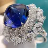 Cluster Rings Advanced Original Women Zircon Sparkle Sugar Tower Blue Diamond High Carbon Diamonds Luxury Jewelry Wedding Present