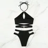 Maillot de bain femme découpé enveloppant Halter Strappy Bikini femme maillot de bain femmes deux pièces ensemble baigneur maillot de bain nager V4289