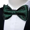 Bow Ties Self-Tie Tie för Man Party Festival Business Wedding Green Men's Bowtie Pocket Square Cufflinks Set Butterfly Knot Wholesale