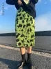 Abiti Yedinas Streetwear Green Leopard Skirt Women Women Elastic High Waist High Gothic ALINE ALINE coreano Gonna Harajuku 2022 Summer