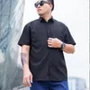 Men's Dress Shirts 2023 Men's Summer Fashion Short-sleeved Loose Shirt Solid Color White Male Business Casual Blouses I163