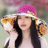 Wide Brim Hats Ethnic Style Print Patchwork Color Bow Tied Decor Sun Hat Women Big Floppy Straw Costume Accessories