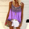 Zbiorniki damskie Camis 2023 Summer Nowe kobiety moda moda zwykły pasek zbiornikowy luźne plażowe koszula bez rękawów T-shirt t-shirt top bohemian w stylu odzieży t230517