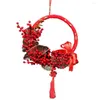 Decorative Flowers Year's Wreath Chinese Style DIY Arts Crafts Red Fruit Fortune Pendant Handicraft Wedding Props Window Dressing Decor