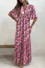 Robe maxi rose à manches larges et imprimé floral 2023 Hot New Z6k2 #