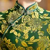 Dress Chinese Traditional Women Velvet Sexy Dresses Mandarin Collar Print Flower Slim Qipao Lady Elegant Cheongsam Plus Size 4XL