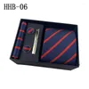 Bow Ties Men's Business slipsar Square Scarf Present Box Randig Plain Suit Shirt Tie Set S Artikel Men Tillbehör