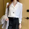 Women's Blouses Shirts Autumn Elegant Buttons Solid Color Polo-Neck Long Sleeve Women Clotheing Femme All-match Basic Blouse Ladies Simplicity Tops 230516