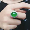 Anelli a grappolo S925 Sterling Silver Natural Jade Chalcedony Glass Pigeon Large Egg Face Jewelry Ring Boutique