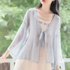 Damenjacken, Sommerjacke, Damen-Sonnenschutz-Kleidung, modisch, chinesischer Stil, Damen-Schal, Chiffon-Bluse, Strand-Mädchen-Shirt, Tops, dünn