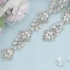 Wedding Sashes S485 Silver Shiny Milk Rhinestone Pearl Applique Bride Belt Prom Ladies Dress Accessoires Girl Fashion Sash