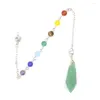 Colares pendentes Reiki Cura de cristal pirâmide pêndulo 7 Chakra Chak Aventurines Green Opal Quartz Pink para Dowsing Pendulo