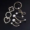 Simple Women Pearl Female Three Pearl Shirt Brooch Scarf Sweater Cardigan Safety Paper Clip Jewelry Brooches Shirt Collar Pin