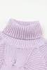 purple Twist Fringe Casual High Neck Sweater Dress Y3Ty#