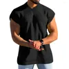 T-shirts pour hommes Homme Blanc Bleu T-shirt sans manches Été Col en V T-shirt Xxxl Coupe décontractée Débardeur Mâle Gaufre Tissu Garçons Plus La Taille T-shirt