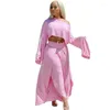 Zweiteilige Damenhose HOUSEOFSD 2023 Trendige Damen-Freizeitkleidung Langarm Reine Farbe Strandkleidung Mode Damenkleider