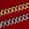 Link Armbanden Aokaishen Miami Cuban Chain for Men Hip Hop Bracelet Real Gold Compated Zirconia Fashion Rock Rapper Sieraden