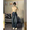 Damesbroek Harajuku Baggy Femme Jeans Dark Blue Brown High Taille 90s Dagelijkse broek Women Party Club recht wijd been