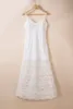 Białe paski spaghetti koronkowa sukienka maxi z szczelinami Z38J#