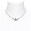 Pink Saturn Necklaces Women's Classic Planet Pendant Pearl Chain Necklace Wholesale