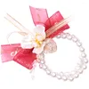 Decorative Flowers Wrist Flower Corsage Bands Corsages Wedding Homecoming Pearl Bracelets Women Wristlet