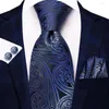 Галстук-галстуки для мужчин темно-синий голубая Пейсли 2023 модная бренда свадебная вечеринка, галстук, набор ручной запох
