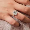 Band Rings Emerald cut 2ct Diamond cz Ring White Gold Filled Promise Engagement Wedding Band Rings for women Gemstones Party Fine Jewelry J230517