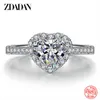 Pierścienie zespołowe Zdadan 925 srebrne serce Blue kamień szlachetny Pierścienie dla kobiet biżuteria ślubna Prezent mody J230517