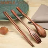 Flatware Sets 1PC Wooden Spoon With Strring Chopsticks Fork Creative High Quality Utensil