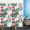 Douchegordijnen dier roze flamingo tropisch plantenpatroon 3D waterdichte polyester doek badkamer decor met haken