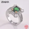 Bandringen Zdadan 925 Sterling Silver Emerald Zirkon Ring For Women Charm Wedding Jewelry Party Gift J230517