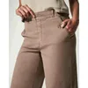 Pantalon femme 2023 Stretch Twill Cropped Wide Leg Pant Femme Taille haute Casual Tummy Control