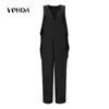 Kvinnors jumpsuits Rompers Vonda Women 2023 Summer Sexig ärmlösa långa spelningar Casual Loose Pants Bohemian Overalls Plus Size1