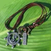 Antik Silber Anker Ruder Anhänger Halskette Bronze Messing Kreuz Charm Halskette für Männer Echtes Leder Kette Vintage Schmuck