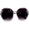 Sunglasses Design 2023 Retro Frameless Rhinestone Female Male Fashion Gradient