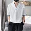 Camisetas masculinas de moda coreana de moda coreana Camiseta pólo para homens 2023 verão solto manga curta tshirts casuais