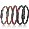 Braccialetti con ciondoli ZG Bracciale in pelle da uomo in acciaio inossidabile combinato fai-da-te 21cm Promozione regalo di Natale per gioielli sportivi