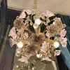 Chandeliers Bedroom Light Luxury Crystal Chandelier European Style Branch Peach Powder Ceramic Lantern Court Rose Home Decorative Pendant