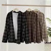 남성용 캐주얼 셔츠 Vintae Plaid Sirts 여성 가을 ​​론 슬리브 오버 크기 버튼 업 Sirt Fasion Fall Outwear Tops Blusas Mujer 2023