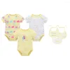 Set di abbigliamento Kavkas Summer Baby Girls Clothes Pagliaccetto con bavaglini Tuta per neonato in cotone per bambini Tuta per Born